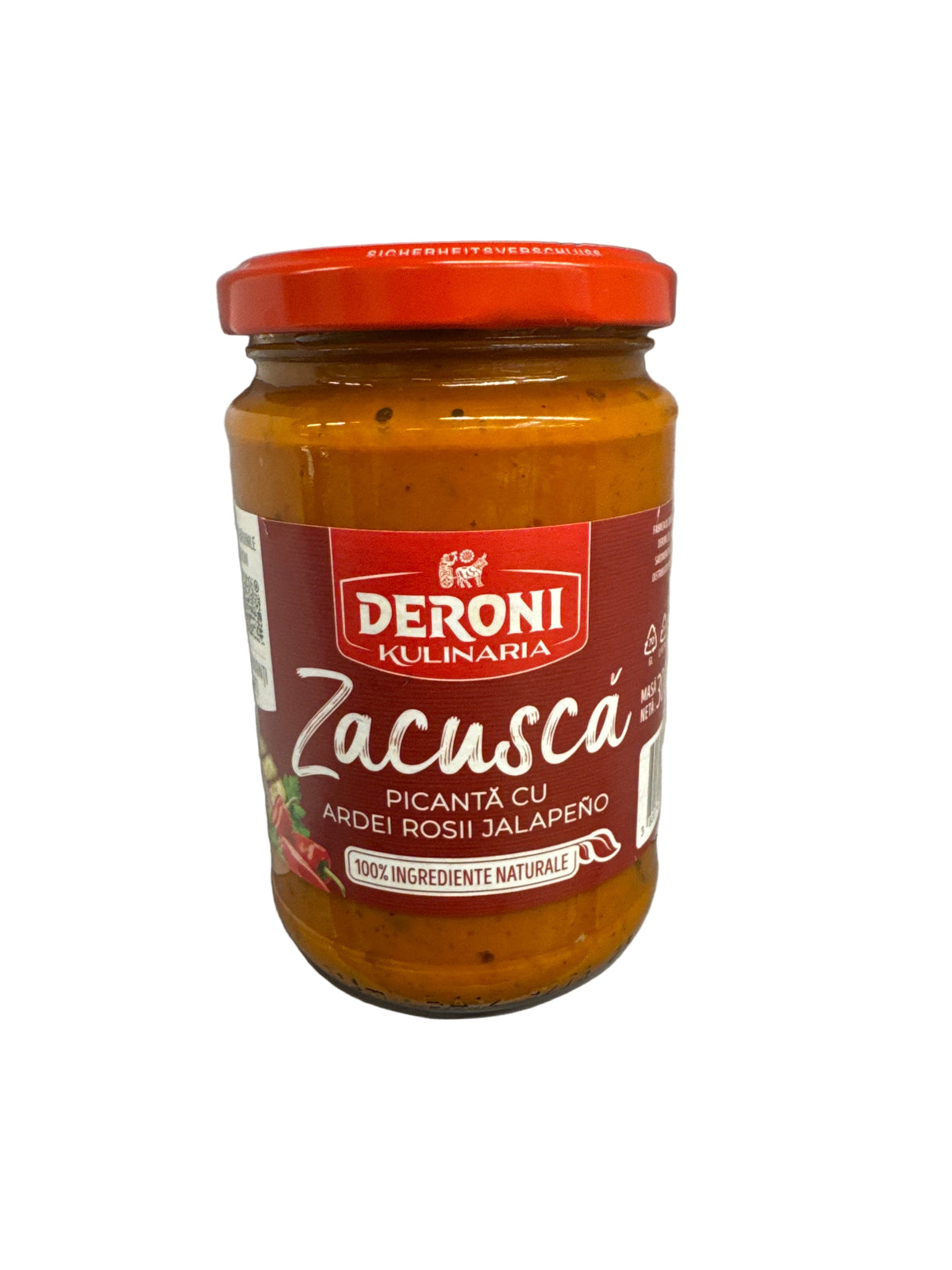 DERONI ZACUSCA PICANTĂ CU ARDEI ROȘII JALAPENO 300g